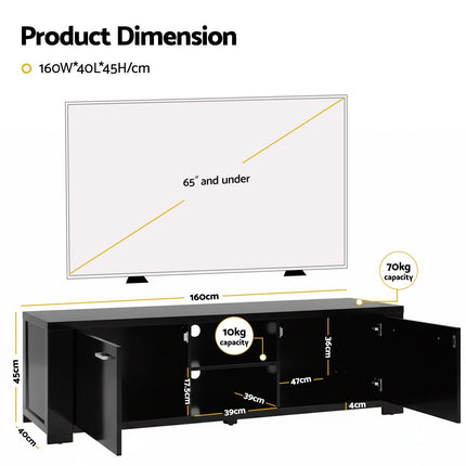 Artiss TV Cabinet Entertainment Unit 160cm Black Maxi.