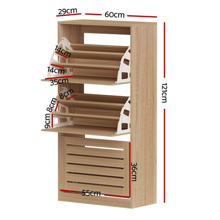 Artiss Shoe Cabinet Storage Drawer 45 Pairs Pine.