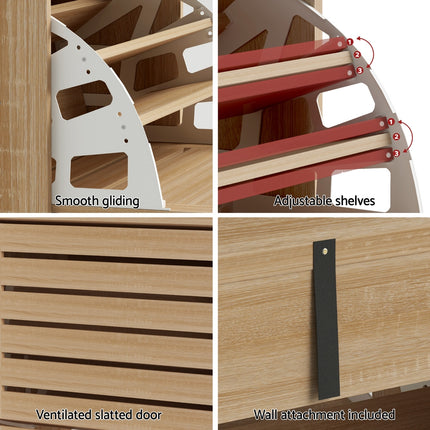 Artiss Shoe Cabinet Storage Drawer 45 Pairs Pine.