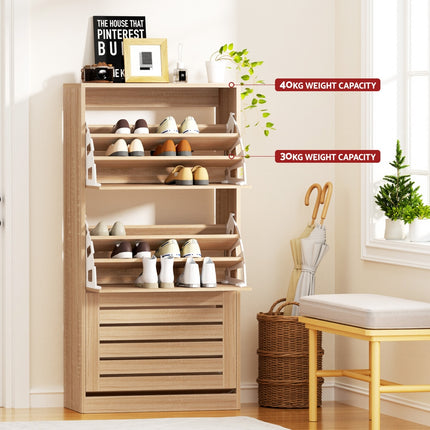Artiss Shoe Cabinet Storage Drawer 45 Pairs Pine.
