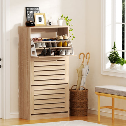 Artiss Shoe Cabinet Storage Drawer 45 Pairs Pine.