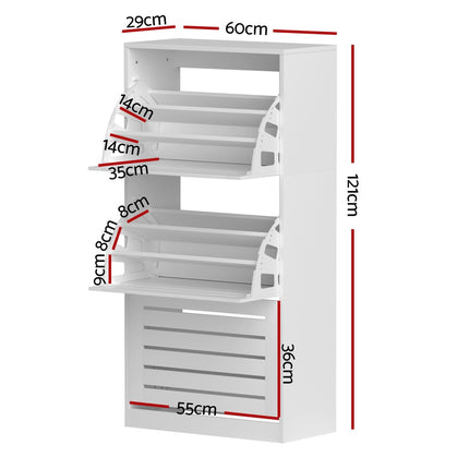 Artiss Shoe Cabinet Storage Drawer 45 Pairs White.