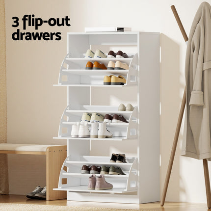 Artiss Shoe Cabinet Storage Drawer 45 Pairs White.