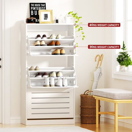 Artiss Shoe Cabinet Storage Drawer 45 Pairs White.