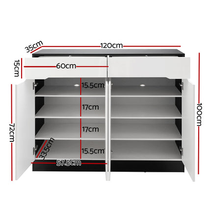 Artiss Shoe Rack Cabinet Storage 120cm w/ Drawer - White Lydia.