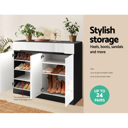 Artiss Shoe Rack Cabinet Storage 120cm w/ Drawer - White Lydia.