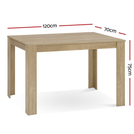 Artiss Dining Table Rectangular 4 Seater 120CM Oak Natu.