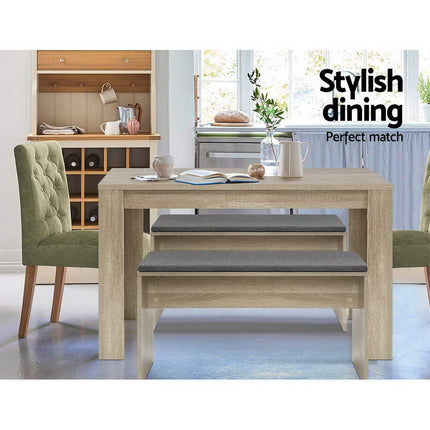Artiss Dining Table Rectangular 4 Seater 120CM Oak Natu.