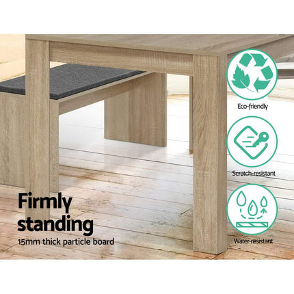 Artiss Dining Table Rectangular 4 Seater 120CM Oak Natu.