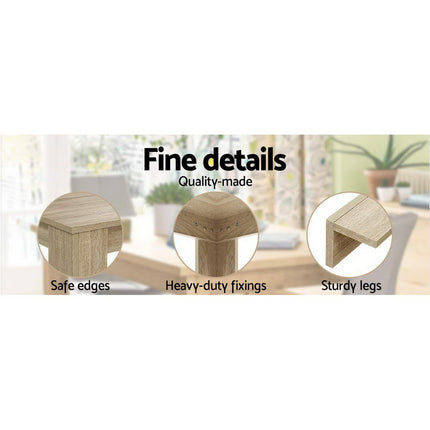 Artiss Dining Table Rectangular 4 Seater 120CM Oak Natu.