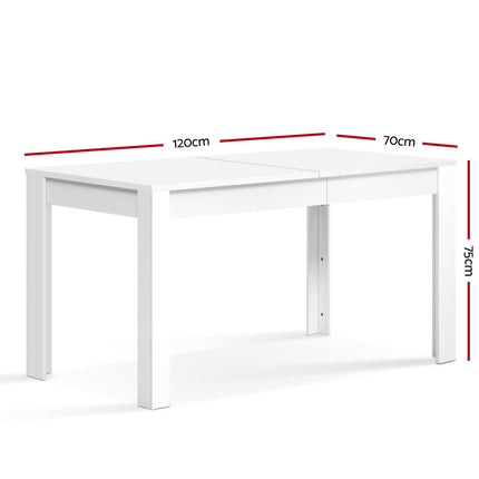 Artiss Dining Table Rectangular 4 Seater 120CM White Natu.