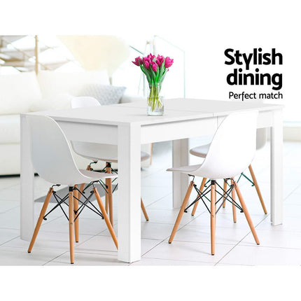 Artiss Dining Table Rectangular 4 Seater 120CM White Natu.