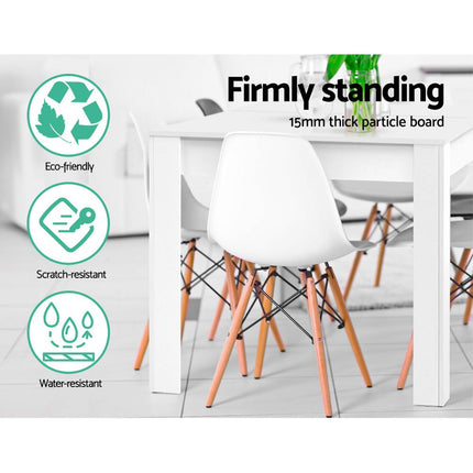 Artiss Dining Table Rectangular 4 Seater 120CM White Natu.