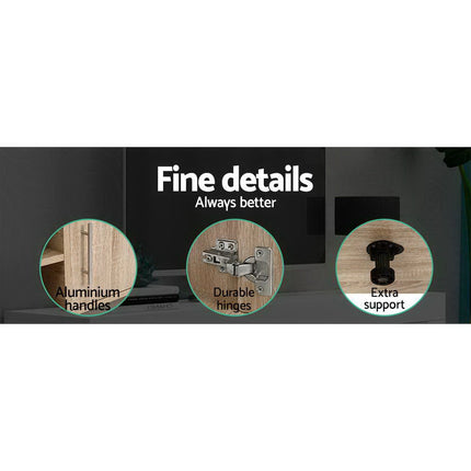 Artiss TV Cabinet Entertainment Unit 140cm Oak Ken.