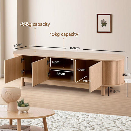 Artiss TV Unit Entertainment Unit Storage Cabinet 160cm Pine.