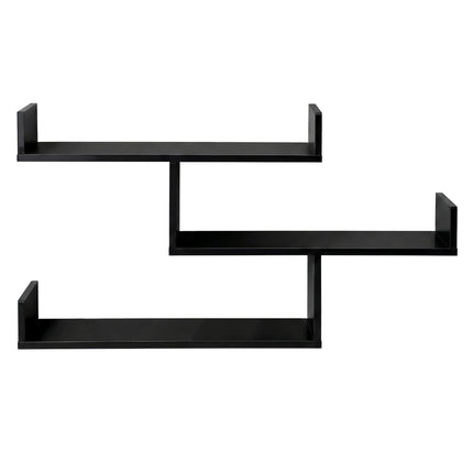Artiss Floating Wall Shelf 3 Tier Black.