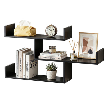 Artiss Floating Wall Shelf 3 Tier Black.