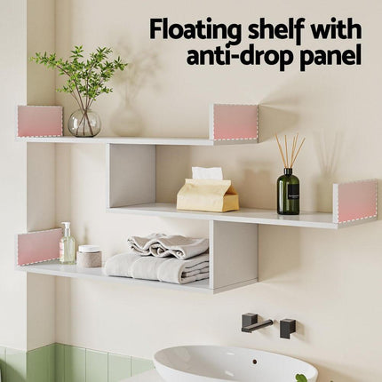 Artiss Floating Wall Shelf 3 Tier White.