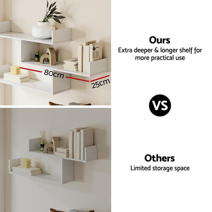 Artiss Floating Wall Shelf 3 Tier White.