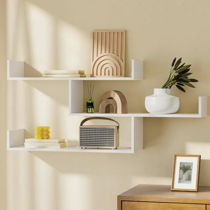 Artiss Floating Wall Shelf 3 Tier White.