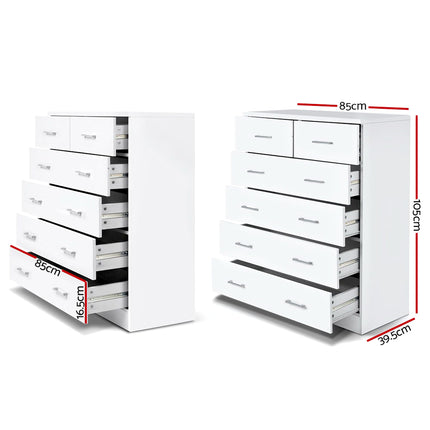 Artiss 6 Chest of Drawers - ANDES White.