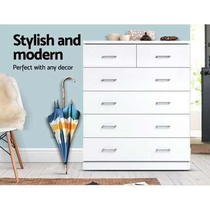 Artiss 6 Chest of Drawers - ANDES White.