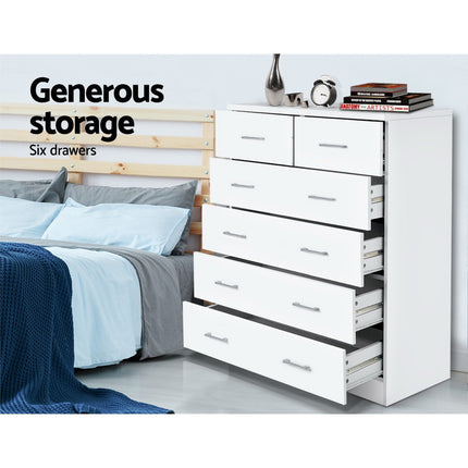 Artiss 6 Chest of Drawers - ANDES White.