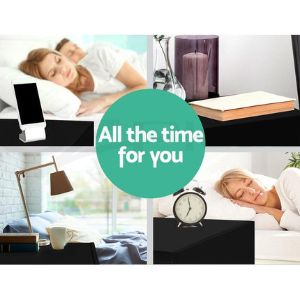 Artiss 2X Bedside Table 2 Drawers Lift-up Storage Black.