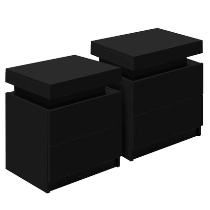 Artiss 2X Bedside Table 2 Drawers Lift-up Storage Black.