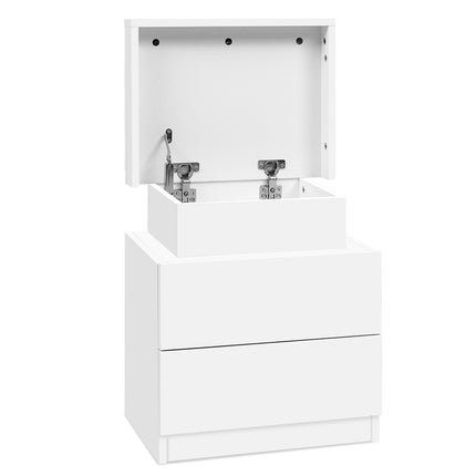 Artiss Bedside Table 2 Drawers Lift-up Storage - COLEY White.