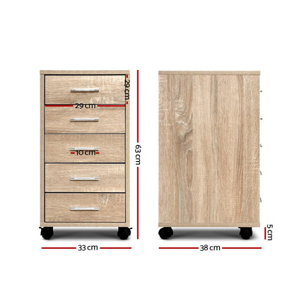 Artiss Filing Cabinet 5 Drawer Office Storage Organiser.
