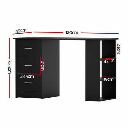 Artiss Computer Desk Drawer Shelf Cabinet Black 120CM.
