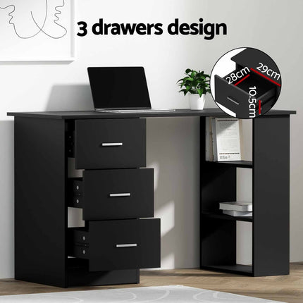 Artiss Computer Desk Drawer Shelf Cabinet Black 120CM.
