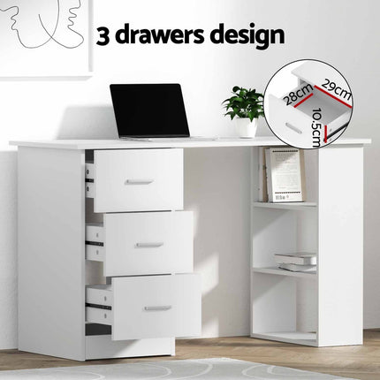 Artiss Computer Desk Drawer Shelf Cabinet White 120CM.