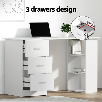 Artiss Computer Desk 120cm Executive Office Chair Set PU Leather High Back White.