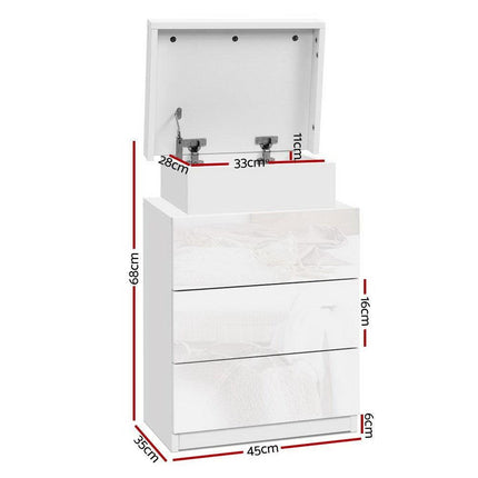 Artiss 2X Bedside Table LED 3 Drawers - COLEY White.