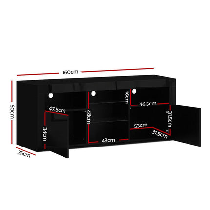 Artiss Entertainment Unit TV Cabinet LED 160cm Black Bobi.