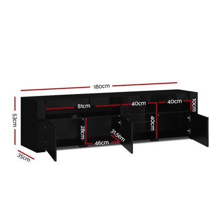 Artiss Entertainment Unit TV Cabinet LED 180cm Black Bobi.