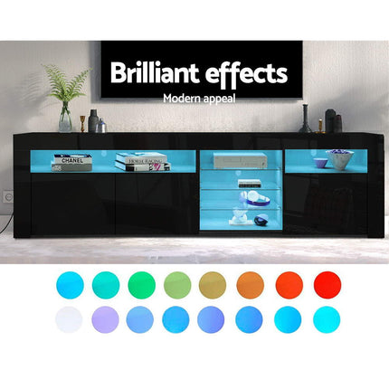 Artiss Entertainment Unit TV Cabinet LED 180cm Black Bobi.
