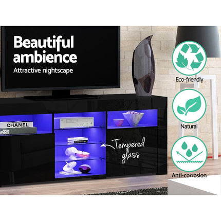 Artiss Entertainment Unit TV Cabinet LED 180cm Black Bobi.