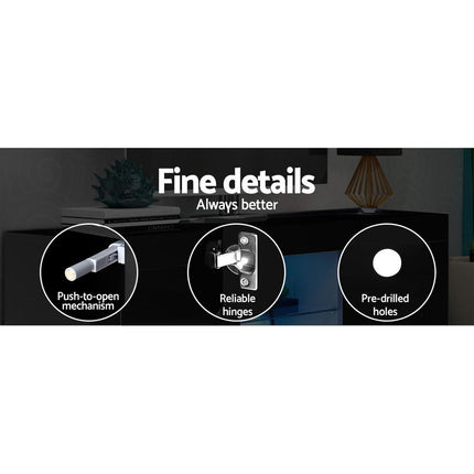 Artiss Entertainment Unit TV Cabinet LED 180cm Black Bobi.