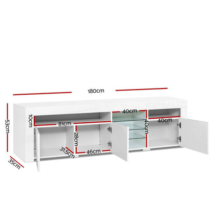 Artiss Entertainment Unit TV Cabinet LED 180cm White Bobi.