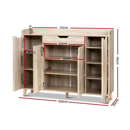 Artiss Shoe Rack Cabinet 26 Pairs Adjustable Pine Cissy.