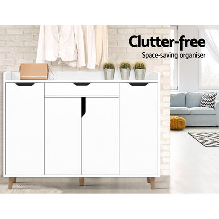 Artiss Shoe Rack Cabinet 26 Pairs Adjustable White Cissy.