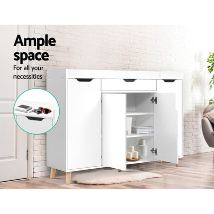 Artiss Shoe Rack Cabinet 26 Pairs Adjustable White Cissy.