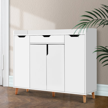 Artiss Shoe Rack Cabinet 26 Pairs Adjustable White Cissy.