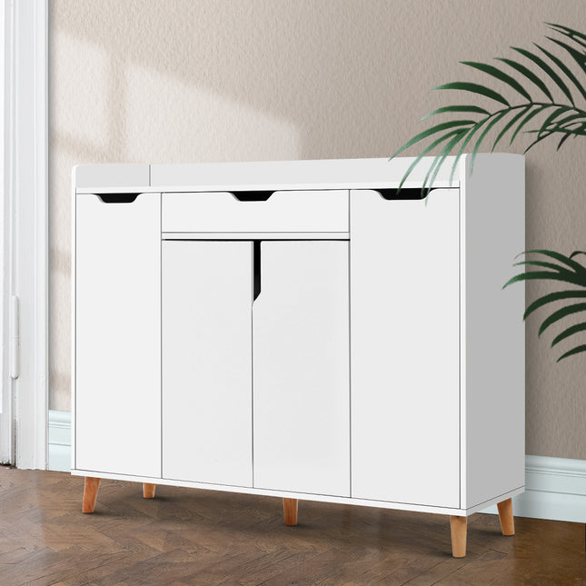 Artiss Shoe Rack Cabinet 26 Pairs Adjustable White Cissy.