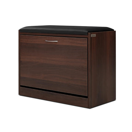 Artiss Shoe Rack Cabinet Bench15 Pairs Walnut Kyla.