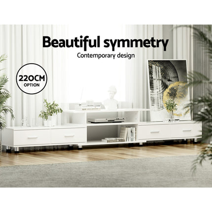Artiss TV Cabinet Entertainment Unit Extendable 160CM To 220CM White.