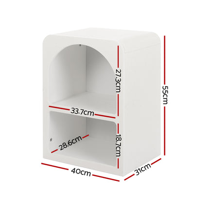 Artiss Bedside Table Shelves Side End Table Storage Nightstand White ARCHED.